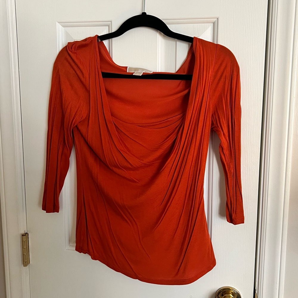 Michael Kors Orange Drape Neck Blouse